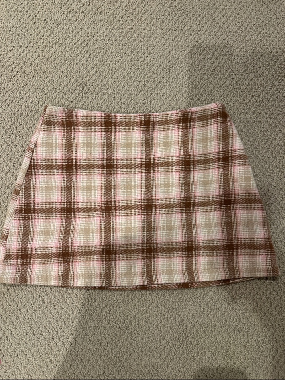 Plaid Mini Skort in Pink & Brown